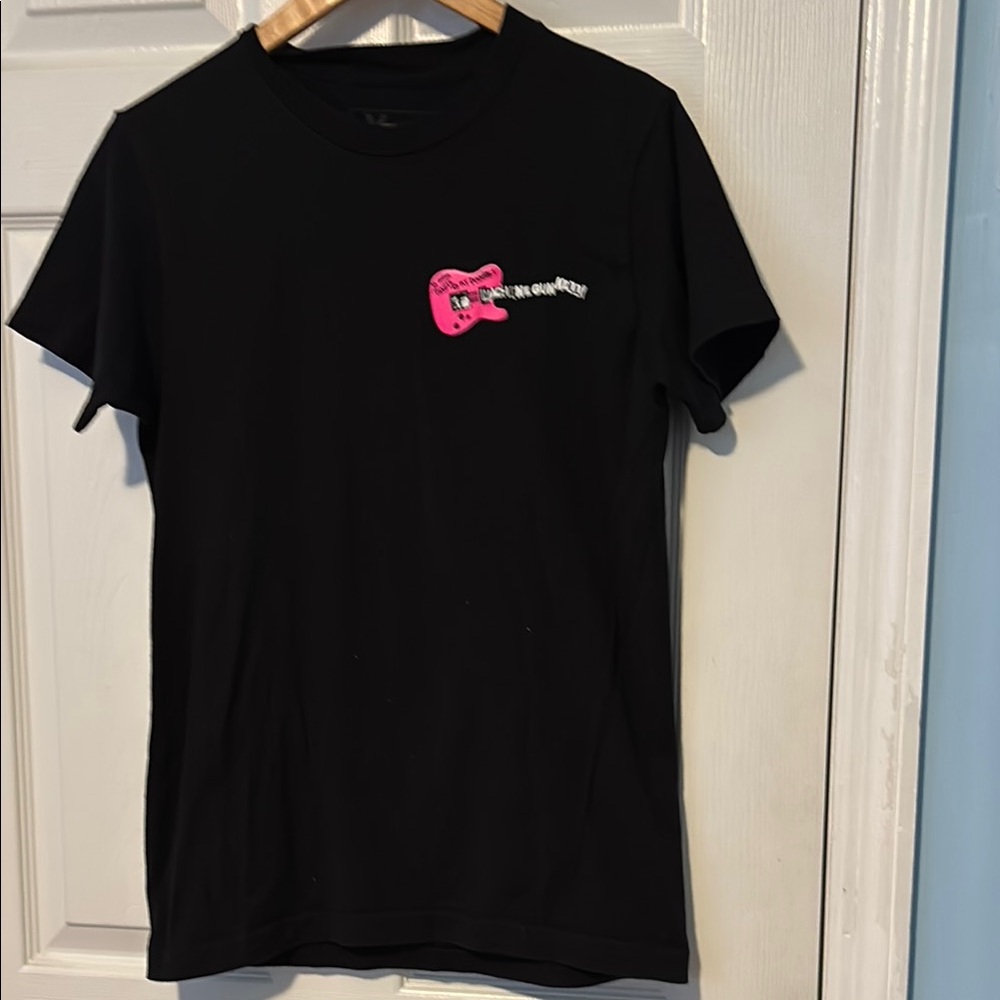 Machine gun Kelly Black T-Shirt with Pink Guitar Design